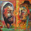 Acryl auf Leinwand - 'Annäherung der Religionen' - 100 x 100 cm - Annemarie Seidel - artelier41