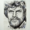 'Reinhold Messner' - Geschenk an Reinhold Messner - geschöpftes Papier auf Leinwand Acryl / Collage 80 x 100 cm - Annemarie Seidel - artelier41
